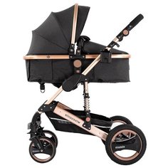 Детская коляска трансформер Wisesonle 2 в 1, с рождения до 3х лет, Чёрная