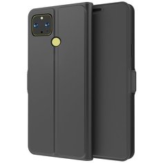 Чехол-книжка MyPads для Google Pixel 5 из качественной водоотталкивающей импортной кожи на жесткой металлической основе черный