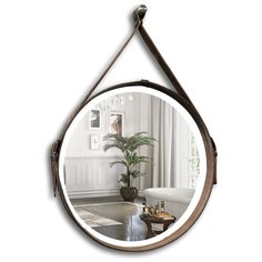 Зеркало MIXLINE "Капитан" D610 бесконтактный сенсор, коричневая кожа, светодиодная подсветка