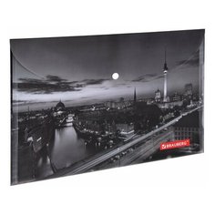 Папка-конверт с кнопкой BRAUBERG "NIGHT CITY", А4, 160 мкм, цветная печать, 228033