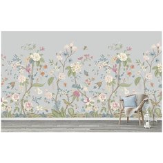 F11105-03 Фотообои Флизелиновые с виниловым покрытием Цветы "Шенуазри" 500х270 см Barton Wallpapers
