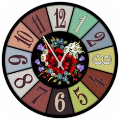 SvS Настенные часы SvS 3002773 Букет цветов в яркой рамке СВС