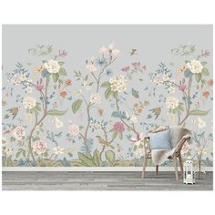 F11104-03 Фотообои Флизелиновые с виниловым покрытием Цветы "Шенуазри" 400х270 см Barton Wallpapers