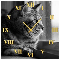 SvS Настенные часы SvS 3002051 Кот наблюдает СВС