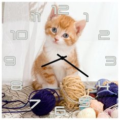 SvS Настенные часы SvS 3502055 Милый рыжий котенок СВС