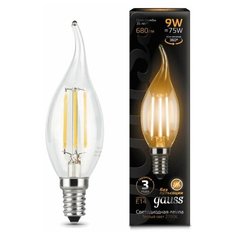 Лампа светодиодная Black Filament Свеча на ветру E14 9Вт 2700К Gauss 104801109 (упаковка 10 шт)