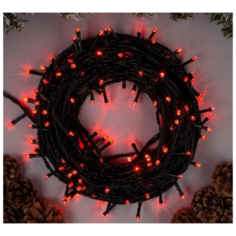Гирлянда "Нить" 20 м , IP20, тёмная нить, 200 LED, свечение красное, 8 режимов, 220 В Luazon Lighting