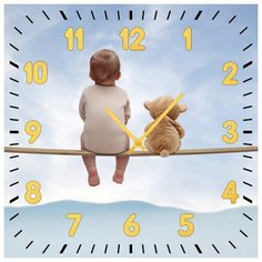 SvS Настенные часы SvS 3002045 Ребенок с мишкой смотрят в небо СВС