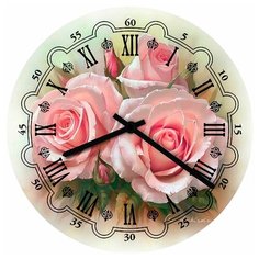 SvS Настенные часы SvS 3001025 Flowers Розовые розы СВС