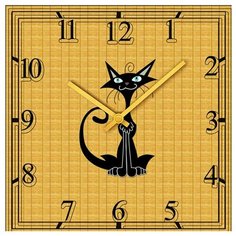 SvS Настенные часы SvS 3501075 Pets Черный кот СВС