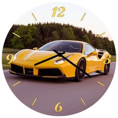 SvS Настенные часы SvS 3001957 Желтое спортивное авто СВС