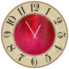 SvS Настенные часы SvS 4002138 Бордовые в бежевой рамке СВС