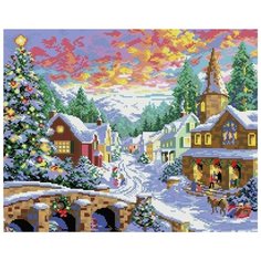 Рождественская ночь Мозаика на подрамнике 40х50 40х50 Белоснежка 303-ST-S