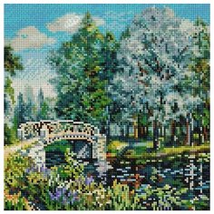 Мостик в парке Мозаика на подрамнике 30х30 30х30 Белоснежка 268-ST-S