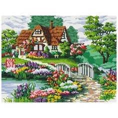 Мостик цветах Мозаика на подрамнике 30х40 30х40 Белоснежка 254-ST-S