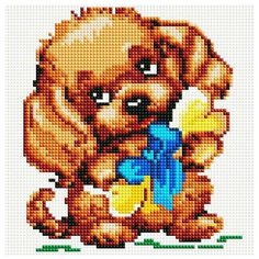 Собачка с подарком Мозаика на подрамнике 20х20 20х20 Белоснежка 351-ST-S