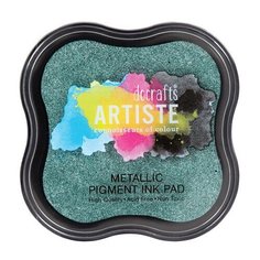 Подушка штемпельная пигментная, зеленый металлик 4,5 х 4,5 см Docrafts