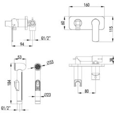 Встраиваемый смеситель с гигиеническим душем Lemark Plus Grace LM1519C