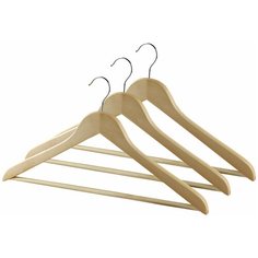 VAL 16601S Набор вешалок дерев, 3шт., прямых, с переклад., 44,5*1,2*1,6см, натур. цвет, шт Valiant