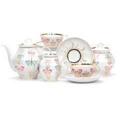 Сервиз чайный. Дулёвский фарфоровый завод. Форма Белый лебедь. Рисунок Фантазия. 15 предм.