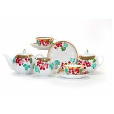 Сервиз чайный. Дулёвский фарфоровый завод. Форма Тюльпан. Рисунок Калинка. 15 предм.