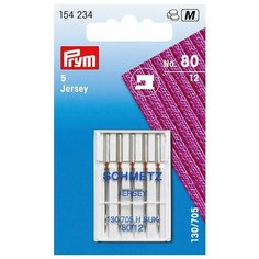 Иглы для швейных машин с плоской колбой ? 80мм 130/705 H-SUK джерси, Prym, 154234 Prym 154234