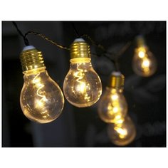 Гирлянда из лампочек GLOW, 5 прозрачных ламп, 10 теплых белых mini LED, 1 м, таймер, батарейки, STAR trading 726-92