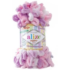 Пряжа для вязания Ализе Puffy color (100% микрополиэстер) 5х100г/9м цв.6051 ALIZE PUFFY.COLOR.6051