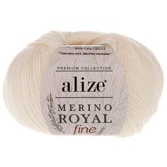 Пряжа для вязания Ализе Merino Royal Fine (100% шерсть) 10х50г/175м цв.062 молочный ALIZE MER?NO.ROYAL.F.062