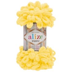 Пряжа для вязания Ализе Puffy (100% микрополиэстер) 5х100г/9.5м цв.216 желтый ALIZE PUFFY.216