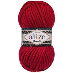 Пряжа для вязания Ализе Superlana Megafil (25% шерсть, 75% акрил) 5х100г/55м цв.056 красный ALIZE SUPER.MG.056