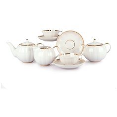 Сервиз чайный. Дулёвский фарфоровый завод. Форма Тюльпан. Рисунок Московский с лентой. 15 предм.