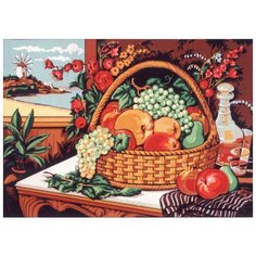 Канва жесткая с рисунком Натюрморт с корзиной фруктов 60 x 80 см C.1860 Gobelin L, Diamant