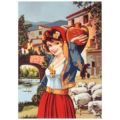 Канва жесткая с рисунком Девушка с кувшином 60 х 80 см C.1833 Gobelin L, Diamant