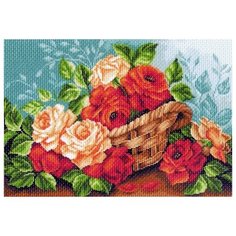 Розы в корзине Рисунок на канве 37/49 37х49 (27х39) Матренин Посад 1241 37х49 (27х39) Матренин Посад 1241)