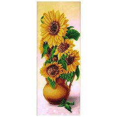 Подсолнухи в кувшине (рис. на сатене 25х65) 25х65 Конек 9956 25х65 Конек 9956) Конёк