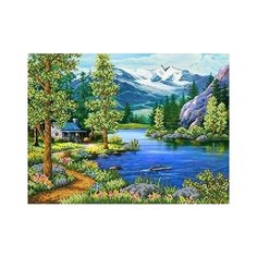 Домик у озера Рисунок на ткани 34,8х26,4 Каролинка ткбп 3036 34,8х26,4 Каролинка ткбп 3036)