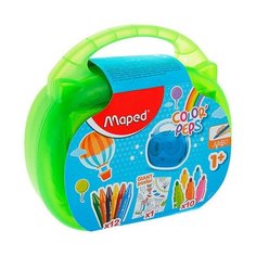 Набор для творчества MAPED "ColorPeps Jumbo", 10 фломастеров, 12 утолщенных восковых мелков, раскраска, пластиковый пенал, 897416