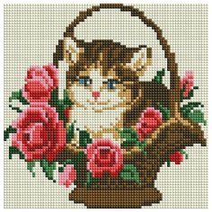 Котенок в корзинке Мозаика на подрамнике 20х20 20х20 Белоснежка 324-ST-S