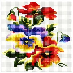 Цветочки Мозаика на подрамнике 20х20 20х20 Белоснежка 352-ST-S