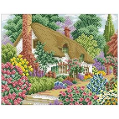 Домик в цветах набор для выкладывания стразами 32х25 Паутинка М-422