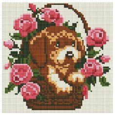 Щенок в корзинке Мозаика на подрамнике 20х20 20х20 Белоснежка 325-ST-S