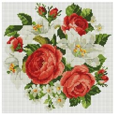 Розы и лилии Мозаика на подрамнике 30х30 30х30 Белоснежка 329-ST-S