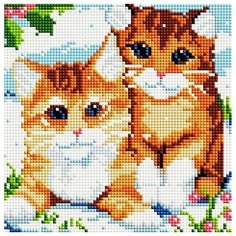 Рыжие котята Мозаика на подрамнике 20х20 20х20 Белоснежка 370-ST-S