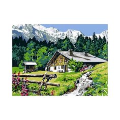 Картина по номерам Paintboy «Домик в предгорье» (холст на подрамнике, 30х40 см)