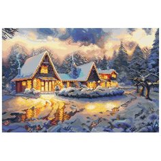 Картина стразами Домик в зимнем лесу 40 x 60 см Ah0238 Алмазное хобби
