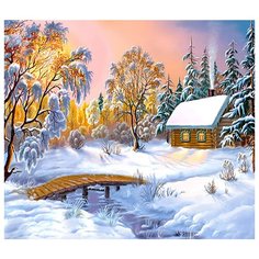 Картина стразами Зимний домик у реки 40 x 50 см Ah02371 Алмазное хобби