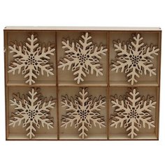 Набор украшений для лампочек рождественской горки снежинки, дерево, 8 см (упаковка 6 шт.), Sigro 52-1466