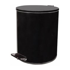 Ведро-контейнер для мусора с педалью усиленное, 15 л, кольцо под мешок, черное, оцинкованная сталь ТИТАН