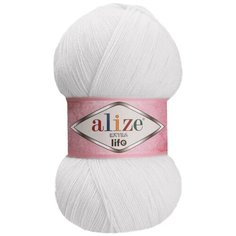 Пряжа для вязания Ализе Extra Life (100% акрил) 5х100г/480м цв.911 белый ALIZE
